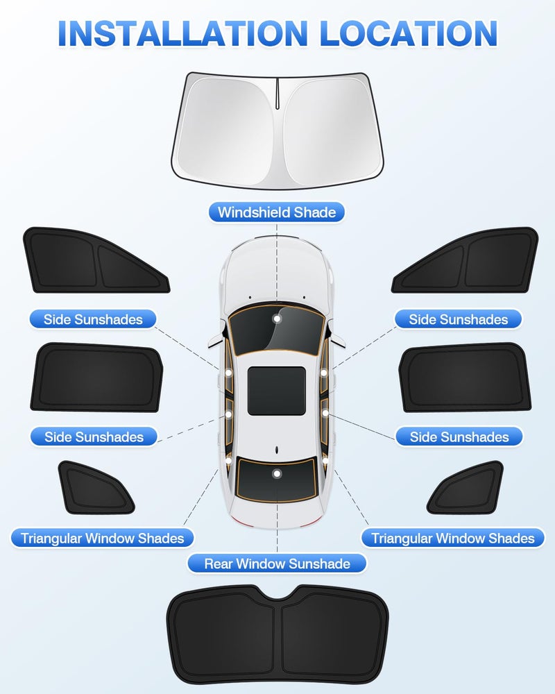 Canvcle Sunshades for Honda CRV 2023-2025 2026 CR-V Accessories Windshield Sun Shade Side Rear Window Shade Cover Sun Visor Shield Privacy Protection Keep Vehicle Cool Black 8PCS - Image 5